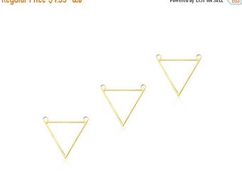 SALE Gold Triangle Pendants, 3 Pcs, Outline Triangle Charm, Gold Triangle Connector, Laser Cut Charm, Gold Plated Pendant, Jewelry Making Su