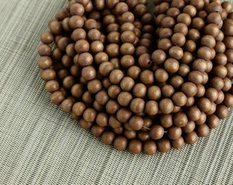 10mm Light Brown Round Wood Beads - Dyed and Waxed - 15 inch strand - 3AR10-4