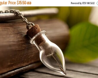20% OFF Wish holder, wish necklace, dandelion necklace, nature necklace, bottle necklace, dandelion seed necklace, best friend necklace, mak