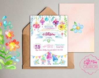 Trolls Birthday Invitation, Trolls Invitation, Trolls Birthday, Trolls Party Invitation, Trolls Party