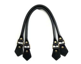 18.8" byhands 100% Genuine Leather Purse Handles/Bag Strap with Bronze Style Ring (22-4701)