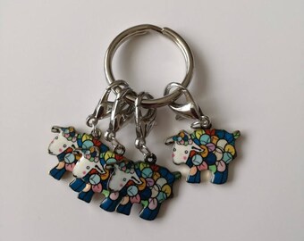 Stitch Markers for Crochet, Knitting Progress Stitch Markers, Set of 4 Colourful Enamel Sheep