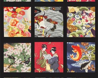 Kona Bay Japanese Asian Quilting Fabric - Good Fortune Asian Sampler PANEL