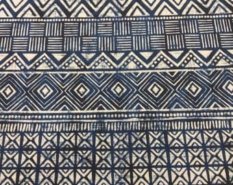 Blue and White Mud Cloth Print Upholstery fabric sold per yard, mud cloth print accent Pillow fabric, Indoor Decor fabric