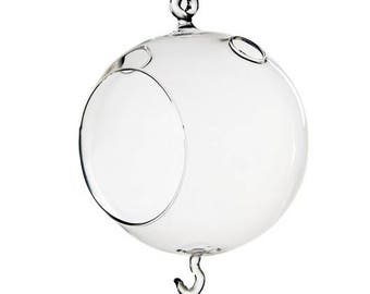 6 Pack - Double Hook Hanging Terrarium Glass - 4.5 Inch Diamter - Handblown Glass - Fast FREE Shipping - 30 Day Guarantee