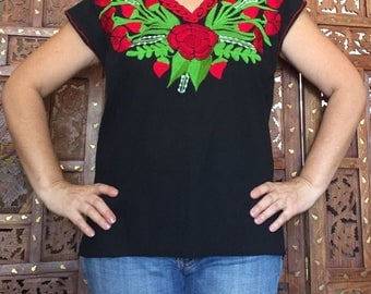 Mexican blouse, boho Mexican blouse, Mexican embroidered blouse