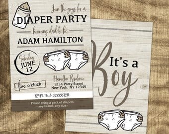 Diaper Party Invitation, Man Shower invite, Gender Neutral, Co-ed Shower, Daddy to be, Casual, Baby Boy, Baby Girl, Baby Shower for Dad