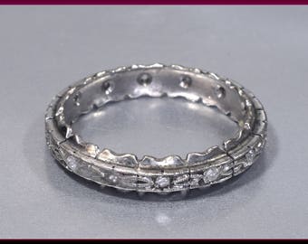 antique vintage art deco 14k white gold and diamond wedding band eternity band r 531s - Vintage Wedding Ring antique vintage art deco 14k white gold and diamond wedding band eternity band r 531s - Vintage Wedding Ring