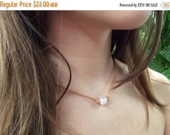 Christmas in July SALE Pearl Leather Necklace,Leather Pearl Necklace, Freshwater Pearl Necklace,Purity Necklace, 11-12mm Pearl, Gift, Girl G