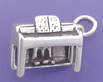UPRIGHT PIANO Charm .925 Sterling Silver Musical Instrument Pendant - lp4054