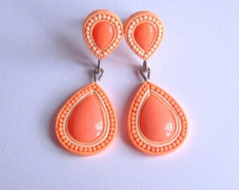 Light Peach Earrings, Coral Earrings, Salmon Earrings, Peach Wedding Earrings, Peach Bridesmaid, Wedding Jewelry, Prom Earrings Prom Jewelry