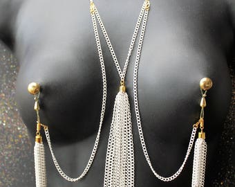 Nipple piercing alternative Nippelicious NON piercing Nipple jewelry Necklace to Nipples Chain Set Adjustable Nipple Rings Mature Sex Toys