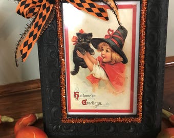Halloween Decor Vintage Halloween Picture Halloween Picture Frame Handmade Halloween Decor Halloween Witch Decoration Victorian Witch