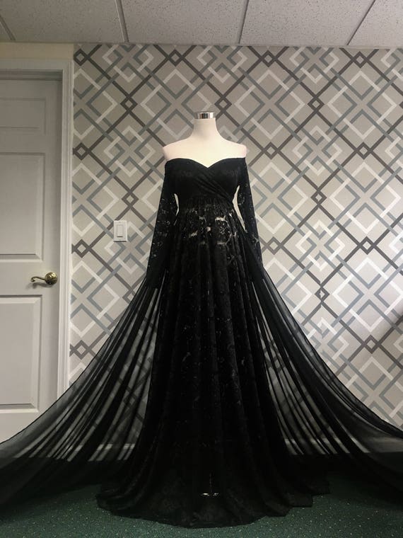 black lace maternity robe