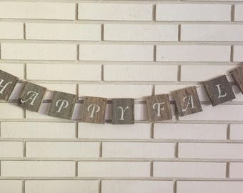 Happy Fall Rustic Wood Block Banner