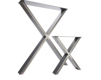 2 x Table Legs - Dining 'X' Pedestals in Industrial Steel