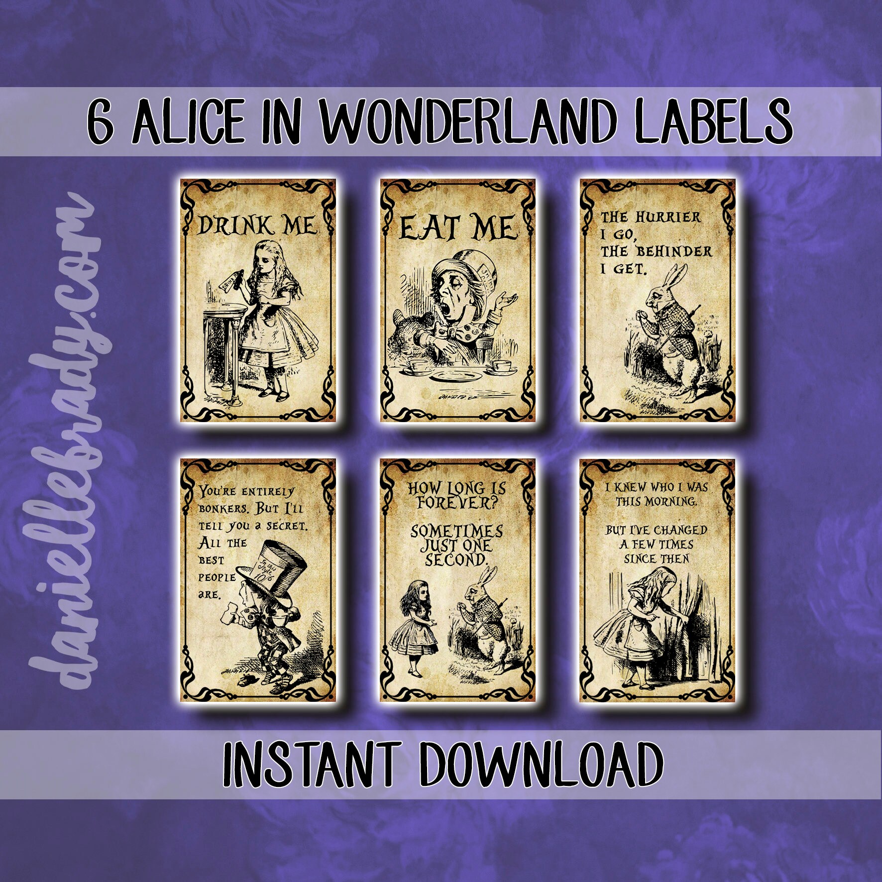 Printable Alice in Wonderland Labels Potion Apothecary Collage