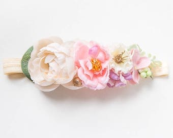 Baby Flower Headband, Baby Birthday Crown, Flower Girl Headband, Baby Flower Crown, Toddler Floral Crown, Boho Baby Headband,