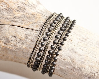 Tribal ethnic bracelet "Anangu" black & grey