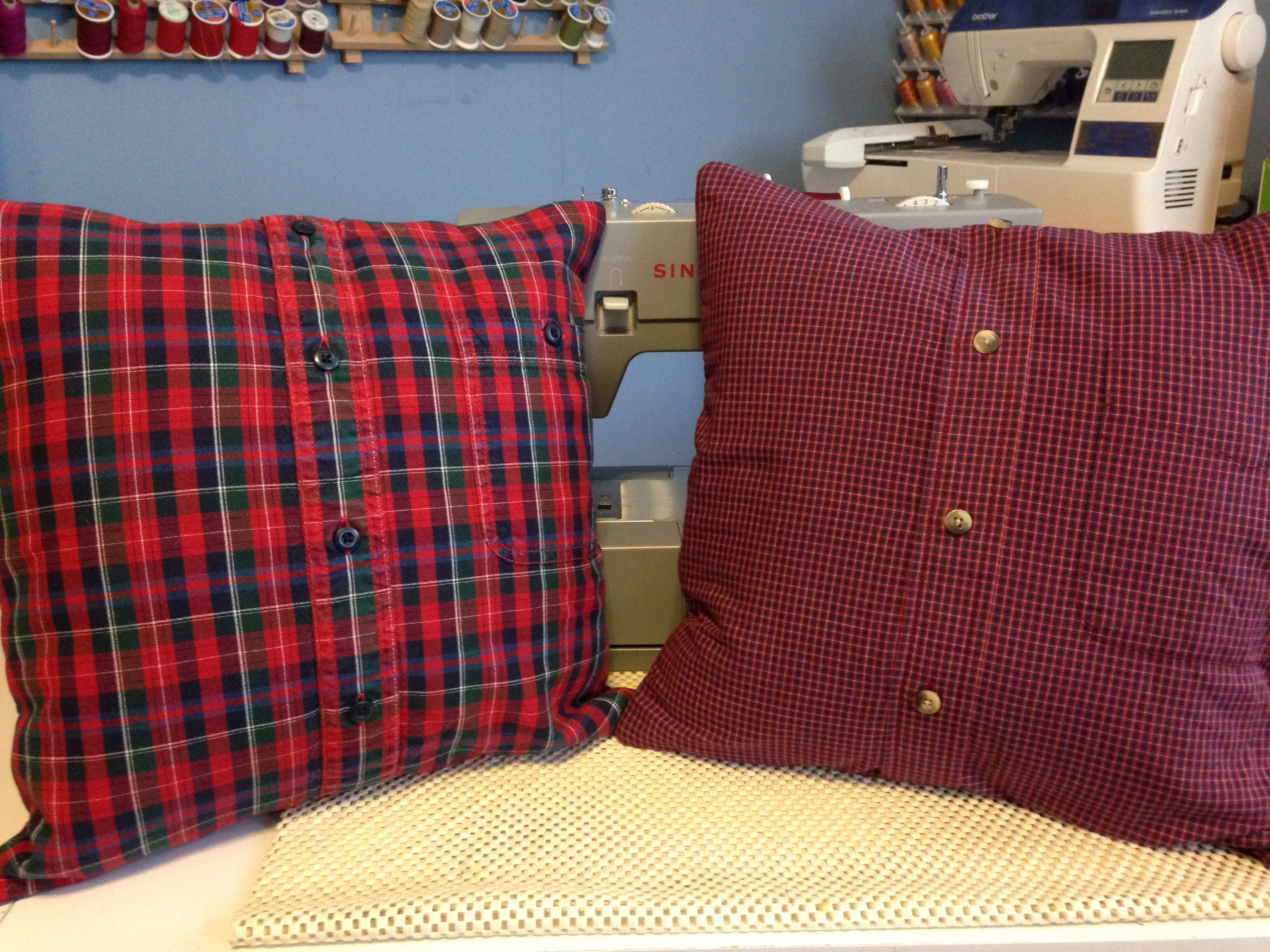 Memory pillows made from flannel shirt dress shirt or