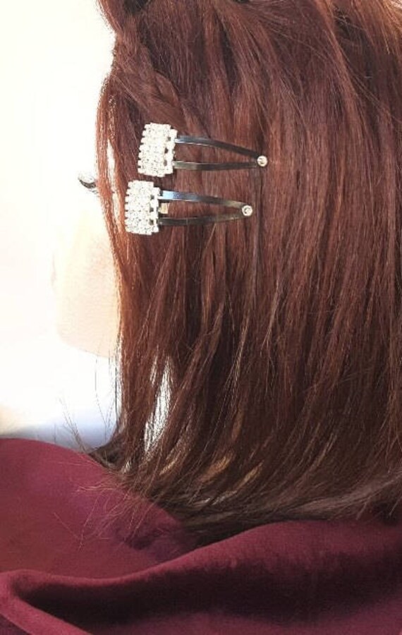 Crystal Glam Hair Clips Dressy Snap Clips Clips In Gold
