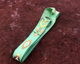 Aztec Lanyard, Teal Aztec Lanyard, Gold and White Lanyard, Geometric Lanyard, Rhinestone Lanyard, Teal Chevron Lanyard, Gold and Teal