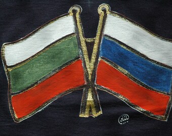 Bannière Ou Drapeau Russe Soviétique Vintage WWII - Peint Main Double Face - Rare Et Ancien - Dommages