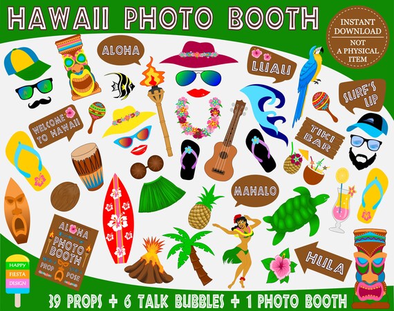 PRINTABLE Hawaii Photo Booth PropsLuau Props-Hula
