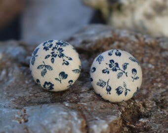 Fabric Covered Button Earrings