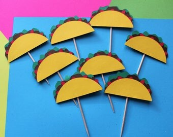 Taco cupcake toppers, taco party, fiesta toppers