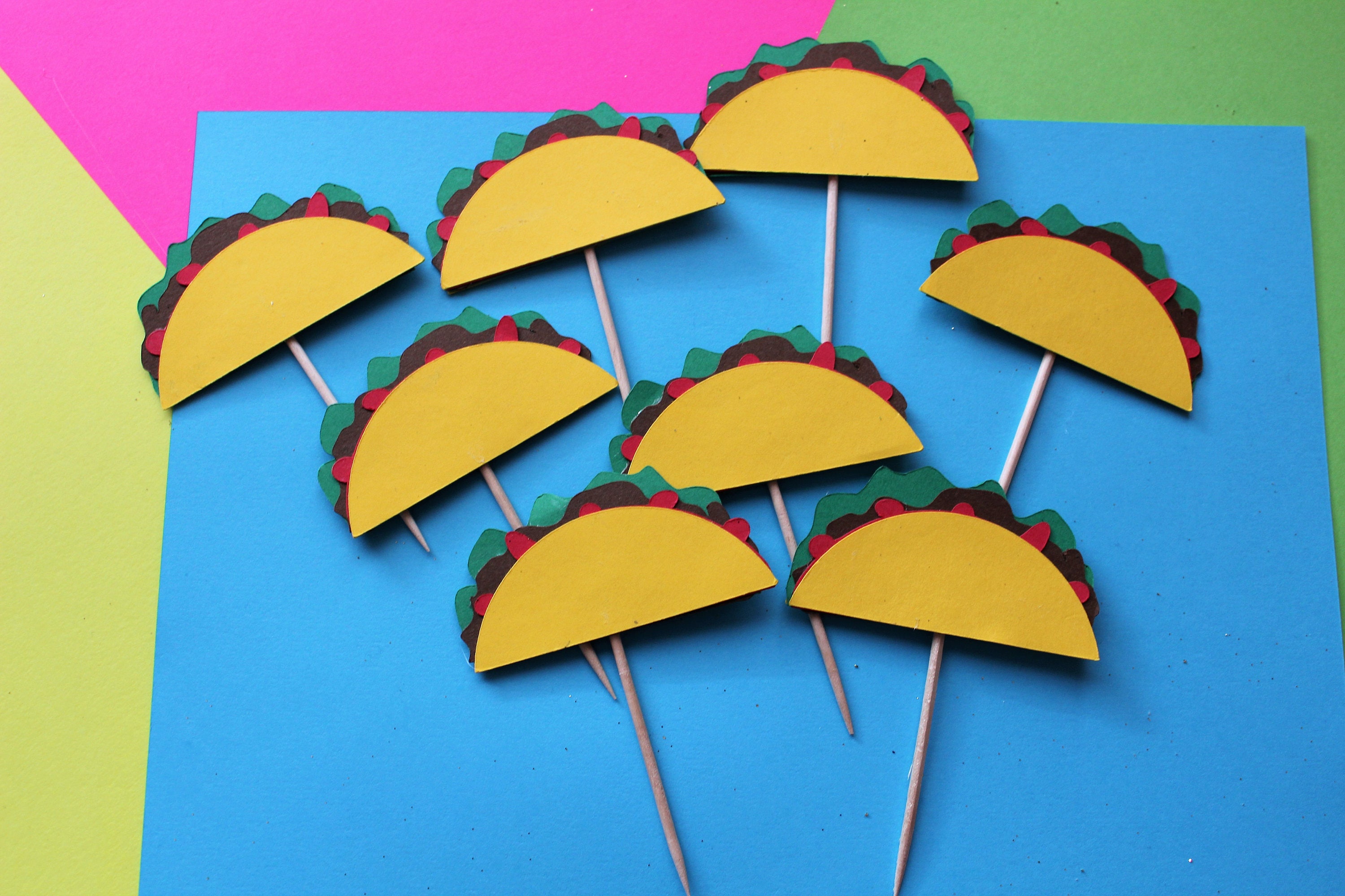 Taco cupcake toppers taco party fiesta toppers