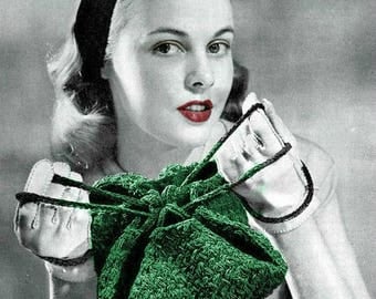 Crochet Purse Pattern - Digitally Restored Vintage 1940's Handbag Pattern - Heartstrings Bag - PDF - Instant Download
