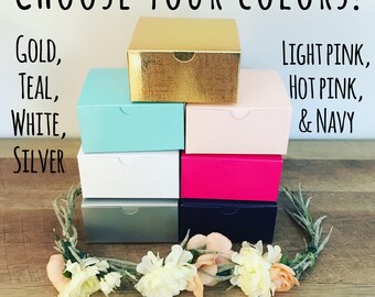 Gift boxes! Silver, pink, white and teal! Mix and match colors! Perfect for party favors!