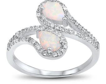 wrap around teardrop opal ring rhodium plated 925 sterling silver teardrop opal - Teardrop Wedding Ring wrap around teardrop opal ring rhodium plated 925 sterling silver teardrop opal - Teardrop Wedding Ring