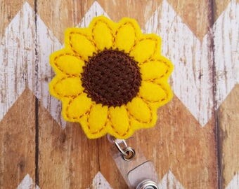 Sunflower badge reel, nurses badge reel, medical badge reel, hospital badge reel, ID badge reel, retractable badge reel, ID badge reel
