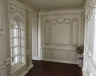 1:12 vintage Roombox, wide viewing Cabinet