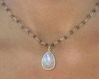Moonstone Necklace // Moonstone Pyrite Necklace