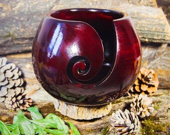 Yarn Bowl natural wood Siberian Cedar wood yarn organizer Knitting crochet #KL3