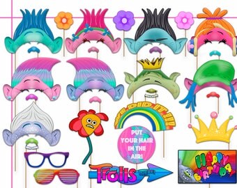 Snow White Party Photo Booth Props Set 20 Piece PRINTABLE