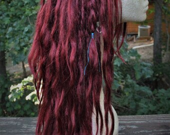 Burgundy Synthetic Dreadlock Wig * Dread Wig * Red Wig * Dread Beads * Dreadlock Wraps * Tribal * Nu Goth * Boho * Pastel Goth * Hippy *
