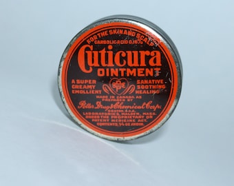 Cuticura Ointment Tin Potter Drug and Chemical Small Salve Can 1950s