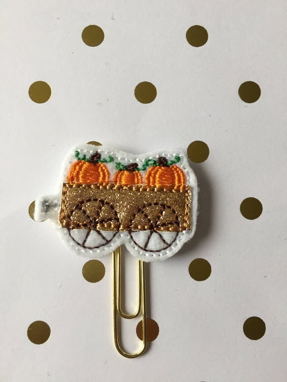 Pumpkin Wagon planner Clip/Planner Clip/Bookmark. Pumpkin planner clip. Fall planner clip. Wagon planner clip. Glitter planner clip
