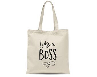 Like a Boss Inspirational Tote Bag | Gift for Boss | Boss Gift Motivational Bag | Screen Print Tote | Graduation Gift for Her