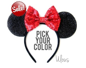 Red Minnie Mouse Ears, Sparkly Minnie Ears, Sparkly Minnie Ears, Minnie Mouse Ears, Minnie Mouse Party, Mickey Ears, Disney Ears, Disney