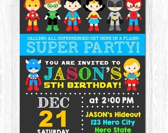 Superhero Invitation, Superhero Birthday Invitation, Superhero Invite, Superhero Birthday Invite