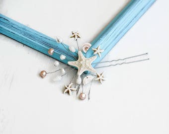 Beach wedding hair accessory Starfish Clip Bridal hair pin Wedding hair pin Nautical jewelry hair Mermaid hair clip Natural Knobby Starfish