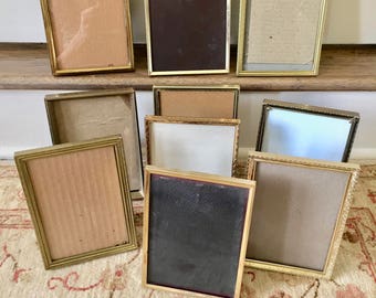 10 Brass Frames Gold Picture Frames 5x7 Frames Wedding Frames Metal Frames Table Number Holders Menu Holder Vintage Frames Old Frames