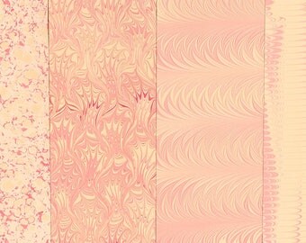 Hand Marbled Paper Set: 4 Sheets 8x11 (Pink Party)
