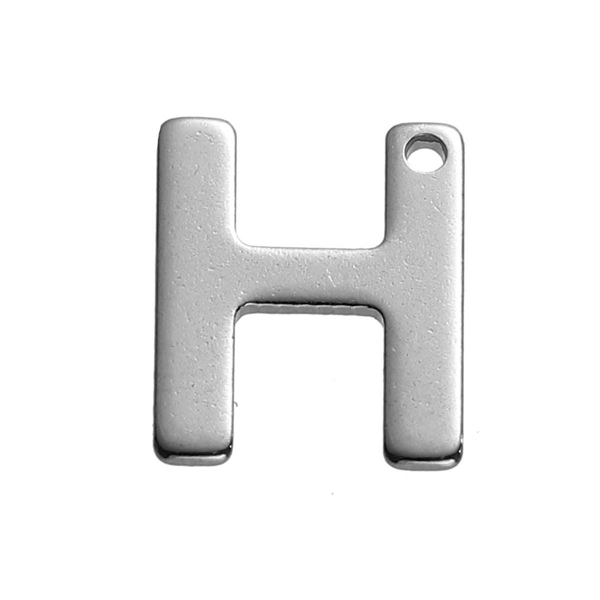 25 Letter H Charms Stainless Steel 11mm x 10mm Initial