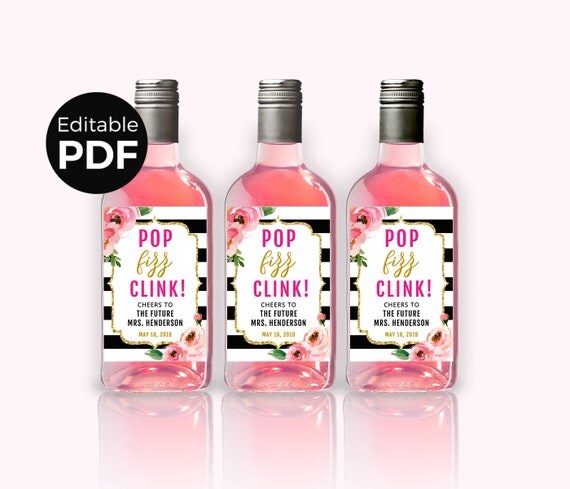 pop fizz clink mini wine bottle labels diy kate bridal shower wine